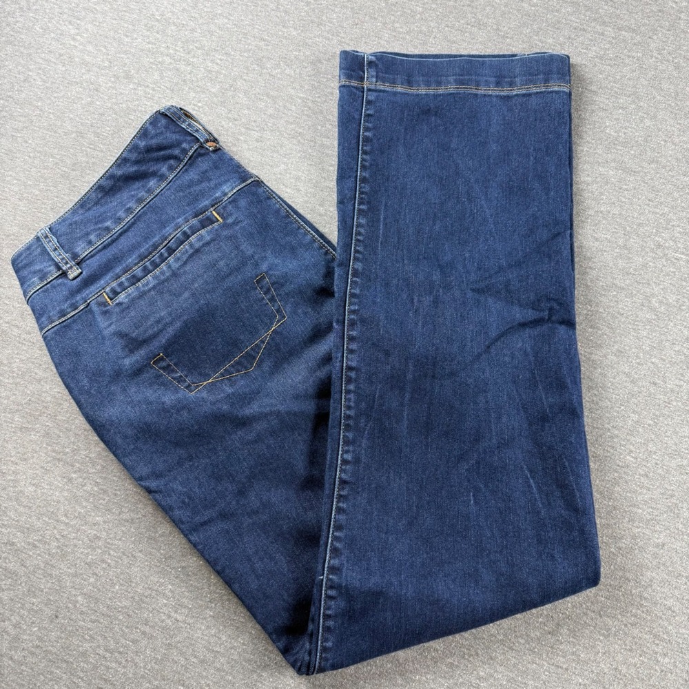 Royal Robbins Womens Size 14 Dark Wash Trouser Cut Denim Jeans Stretch Outdoor